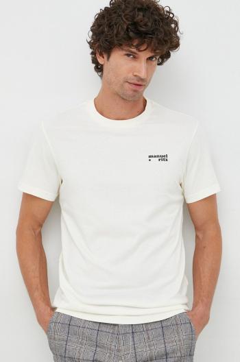 Bavlněné tričko Manuel Ritz béžová barva, s potiskem