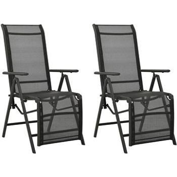 Polohovací zahradní židle 2 ks textilen a hliník černé, 312195 (312195)