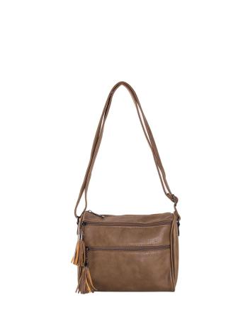 TMAVĚ BÉŽOVÁ CROSSBODY KABELKA S TŘÁSNĚMI --OW-TR-2032-DARK BEIGE Velikost: ONE SIZE