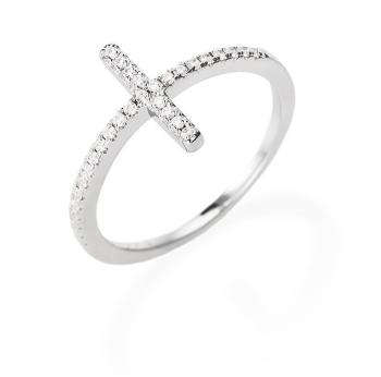 Amen Třpytivý stříbrný prsten se zirkony Diamonds RCRBBZ 50 mm