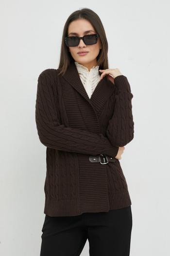 Bavlněný svetr Lauren Ralph Lauren dámský, hnědá barva, lehký