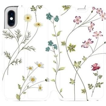 Flipové pouzdro na mobil Apple iPhone XS - MD03S Tenké rostlinky s květy (5903226468744)