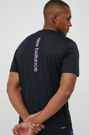 Běžecké tričko New Balance Impact Run černá barva, s potiskem