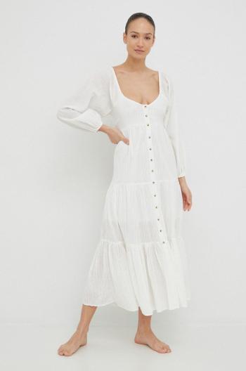 Bavlněné šaty Billabong bílá barva, maxi