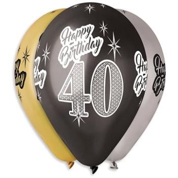 Nafukovací balónky, 30cm, Happy Birthday "40", mix barev, 5ks (8595681501158)