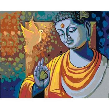 Diamondi - Diamantové malování - BUDDHA A HOLUBICE, 40x50 cm, Vypnuté plátno na rám (605102B)