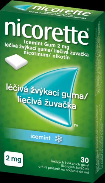 Nicorette Icemint Gum 2 mg léčivá žvýkací guma pro odvykání kouření 30 ks