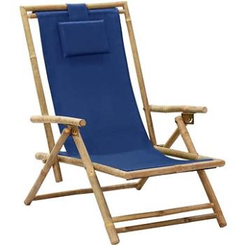 Polohovací relaxační křeslo námořnicky modré bambus a textil (313025)