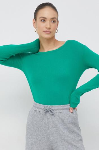 Bavlněný svetr United Colors of Benetton dámský, zelená barva, lehký