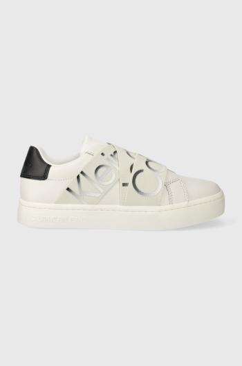 Kožené sneakers boty Calvin Klein Jeans CLASSIC CUPSOLE ELAST LTH bílá barva, YW0YW01443