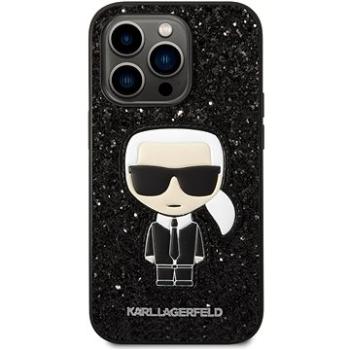 Karl Lagerfeld Glitter Flakes Ikonik Zadní Kryt pro iPhone 14 Pro Black (KLHCP14LGFKPK)