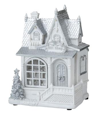 Bílý svítící vánoční domek -  12*16*21cm 96032