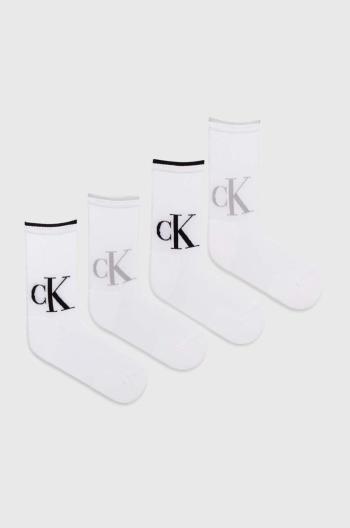 Ponožky Calvin Klein Jeans 4-pack dámské, bílá barva, 701229676