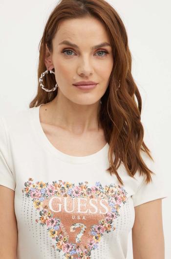 Tričko Guess BOUQUET béžová barva, W4YI72 J1314