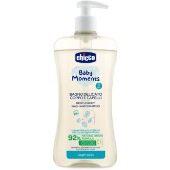 Chicco Baby Moments jemný dětský šampon na vlasy a tělo 500 ml