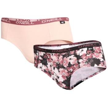 O'Neill HIPSTER FLORAL & PLAIN 2-PACK Dámské kalhotky, růžová, velikost L
