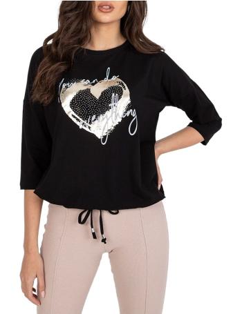černé dámské tričko s potiskem srdce vel. L/XL