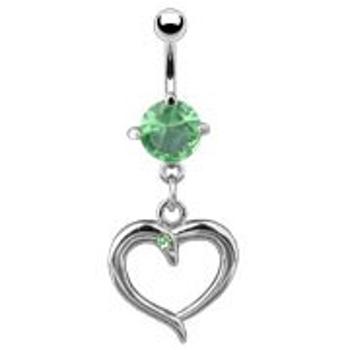Šperky4U Piercing do pupíku, zelený kamínek - WP01017-G