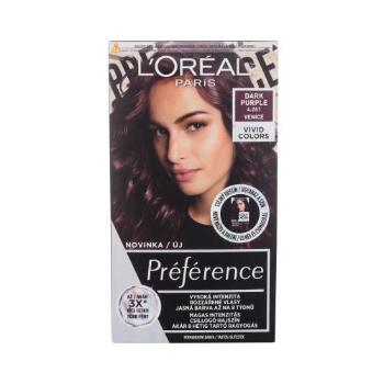 L'Oréal Paris Préférence Vivid Colors 60 ml barva na vlasy pro ženy poškozená krabička 4,261 Dark Purple na barvené vlasy; na všechny typy vlasů