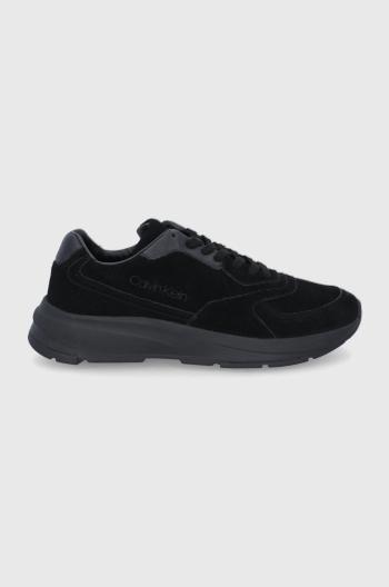 Semišové boty Calvin Klein černá barva