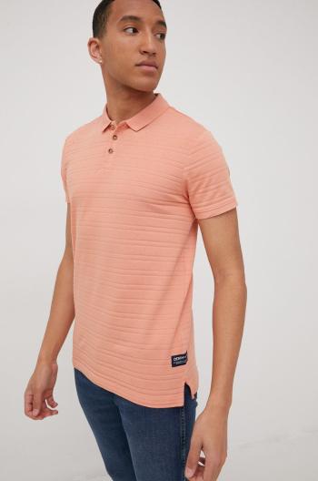 Bavlněné polo tričko Tom Tailor oranžová barva