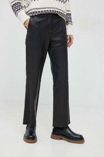 Kožené kalhoty PS Paul Smith dámské, černá barva, jednoduché, high waist