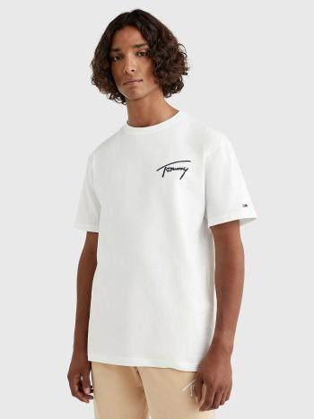 Tommy Jeans pánské bílé tričko SIGNATURE - XXL (YBR)