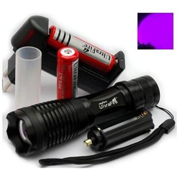 Nabíjecí baterka UltraFire UV hliníková svítilna ZOOM s čočkou + doplňky (606)