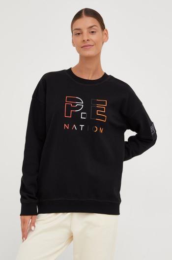 Bavlněná mikina P.E Nation dámská, černá barva, s potiskem