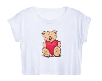Dámské tričko Organic Crop Top Medvídek srdce