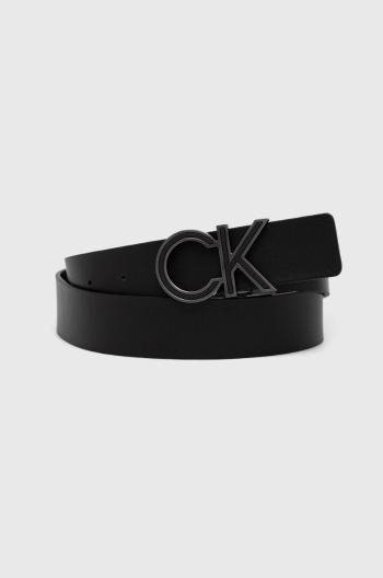 Oboustranný kožený pásek Calvin Klein pánský, černá barva