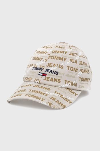 Bavlněná čepice Tommy Jeans béžová barva, s aplikací