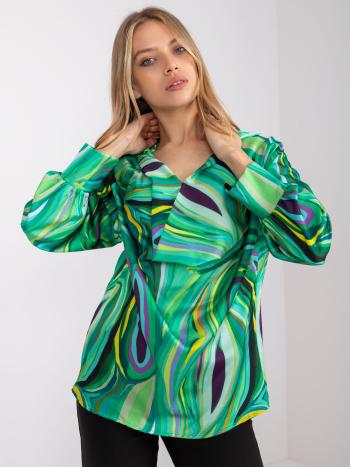 ZELENÁ VZOROVANÁ DÁMSKÁ HALENKA S VÝSTŘIHEM DHJ-BZ-15201.30-GREEN Velikost: ONE SIZE