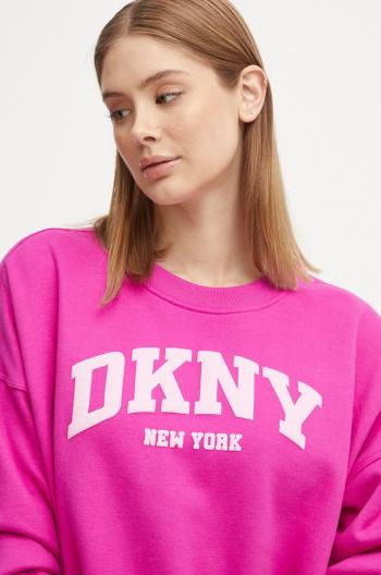 Mikina Dkny dámská, růžová barva, s aplikací, DP4T9944