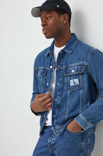 Džínová bunda Calvin Klein Jeans pánská, tmavomodrá barva, přechodná, J30J324972