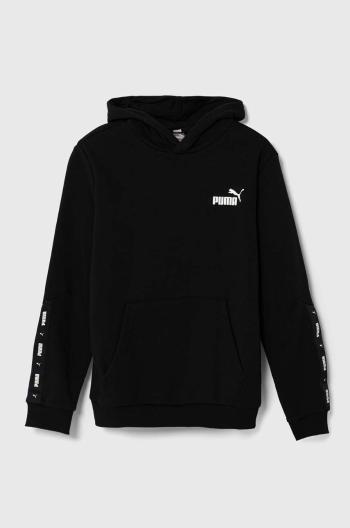 Dětská mikina Puma ESS Tape Hoodie TR černá barva, s kapucí, s potiskem