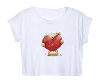 Dámské tričko Organic Crop Top Teddy with heart