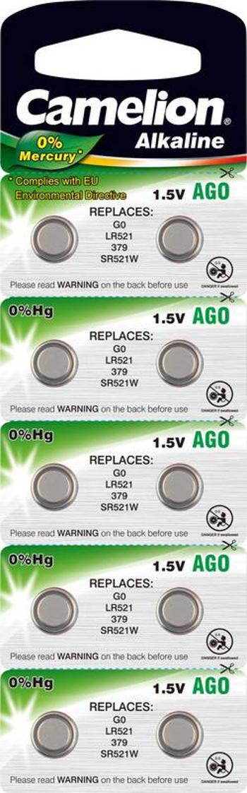 Knoflíkový článek LR 63 alkalicko-manganová Camelion AG0 10 mAh 1.5 V 10 ks