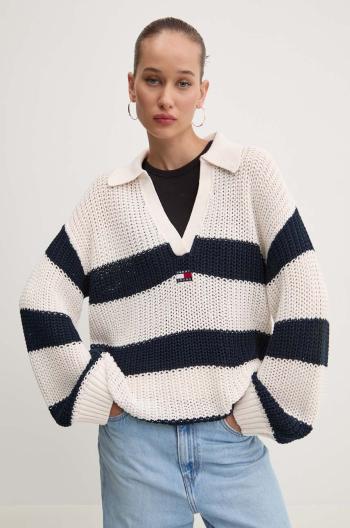 Svetr Tommy Jeans dámský, béžová barva, lehký, DW0DW18523