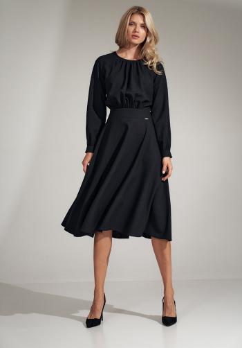 ČERNÉ ELEGANTNÍ MIDI ŠATY M724 BLACK Velikost: XL