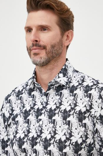 Bavlněné tričko Calvin Klein černá barva, slim, s klasickým límcem