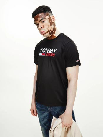 Tommy Jeans pánské černé triko CORP LOGO - L (BDS)