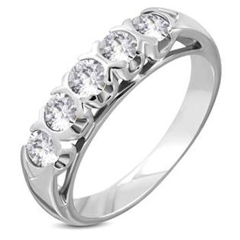 Šperky4U Ocelový prsten se zirkony - velikost 50 - OPR1780-50