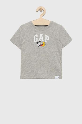 Dětské bavlněné tričko GAP X Disney šedá barva, s potiskem