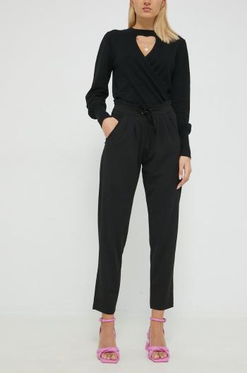 Kalhoty JDY dámské, černá barva, jednoduché, high waist