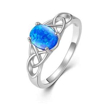 NUBIS® Stříbrný prsten s modrým opálem, vel. 58 - velikost 58 - NB908-OP05-58