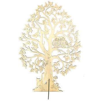 AMADEA Dřevěný 3D strom se sovami, přírodní, výška 60 cm (35920-00)