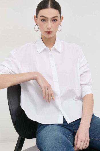 Bavlněné tričko Armani Exchange bílá barva, relaxed, s klasickým límcem