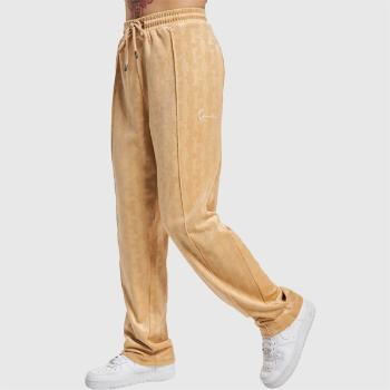 Velúrové tepláky Karl Kani Small Signature Monogram Velvet Pants sand - L