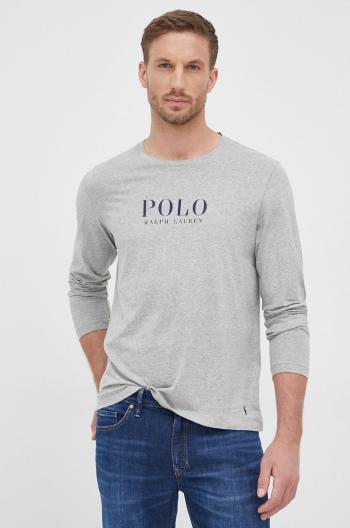 Bavlněné tričko s dlouhým rukávem Polo Ralph Lauren šedá barva, melanžový